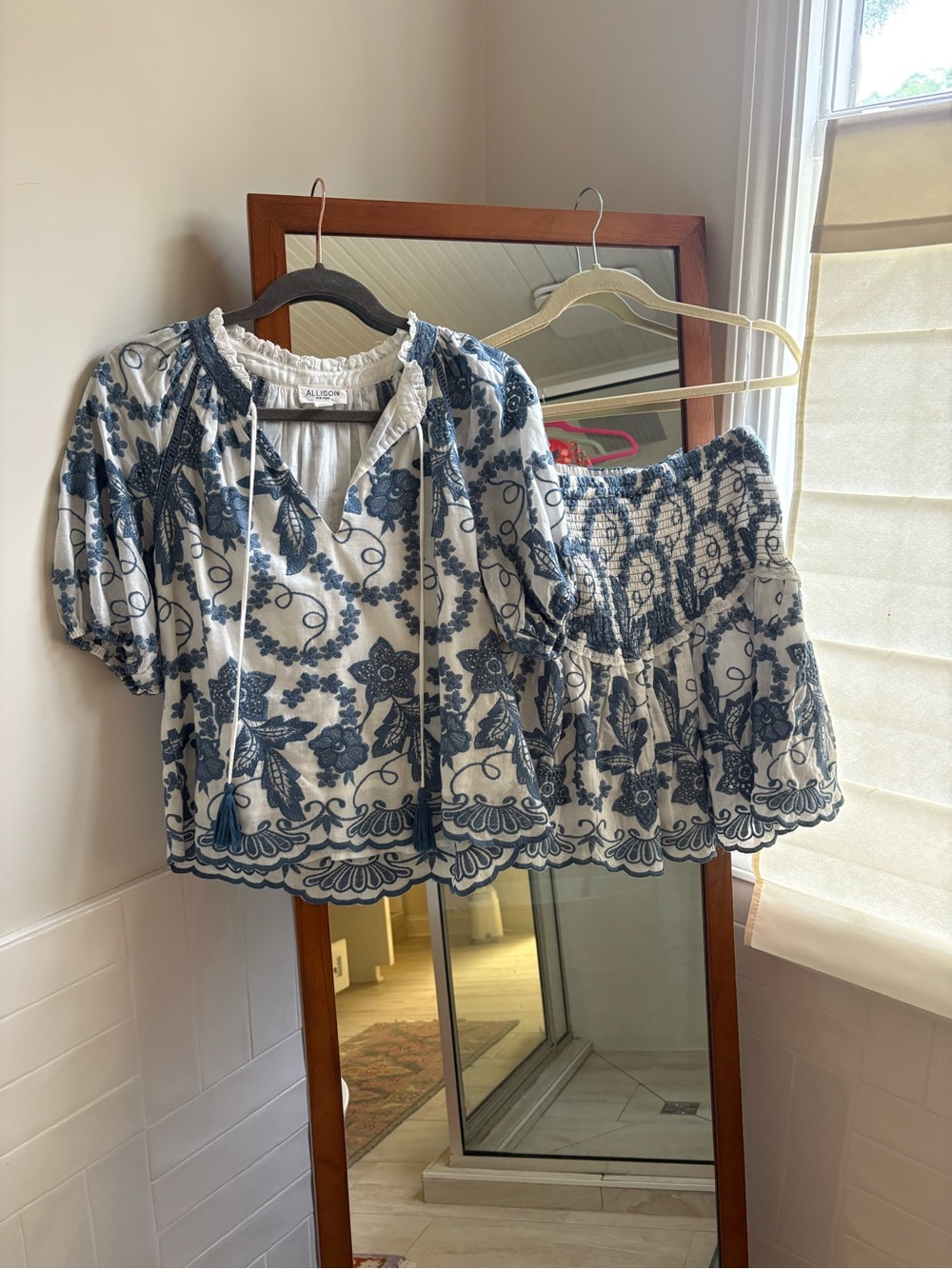 Allison New York Juniper Mini Skirt and Top Set in the Coronet Blue size S - Picture 3 of 6
